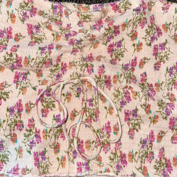 Free People Maia Petal Meadow Ruched Top with removable adjustable straps Sz L - Picture 10 of 15